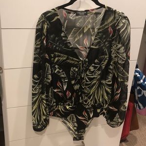 Zara Tropical Sheer Bodysuit